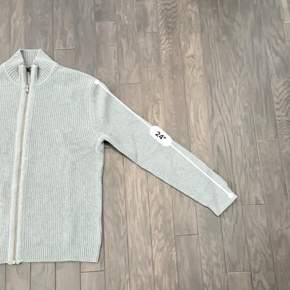 Express Men's XL Gray Ribbed Full Zip-Up Sweater 100% Cotton - Picture 10 of 13
